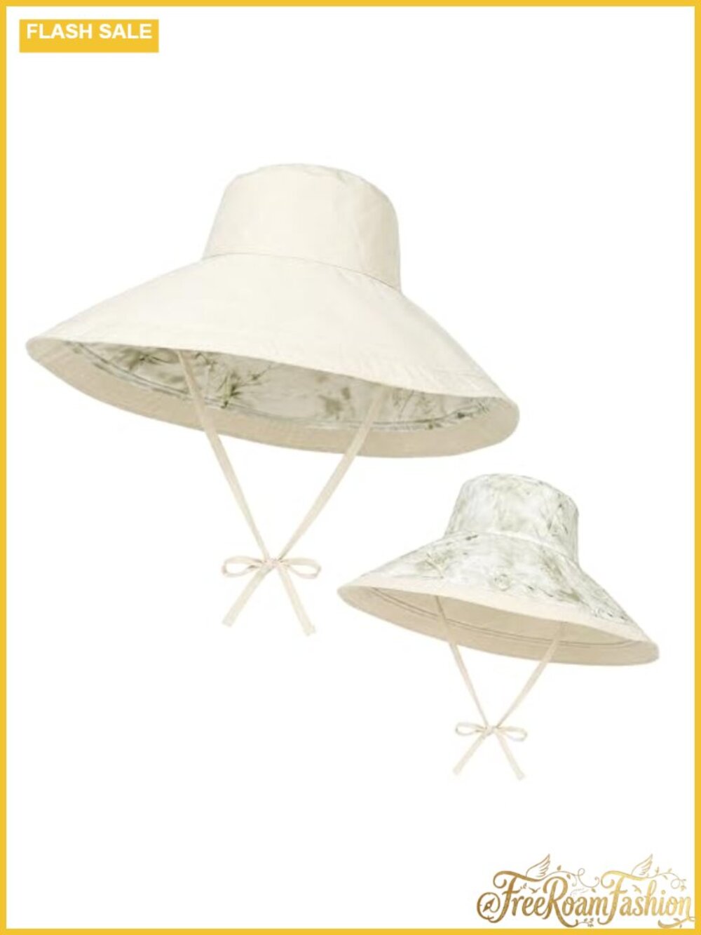 Women Reversible Ponytail Sun Hat Polyester Wide Brim Beach Bucket Foldable